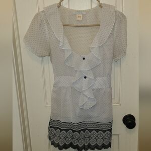 Charlotte Russe White and Black Ruffle Mini Dress